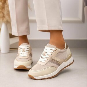 Beige lage sneaker Pera
