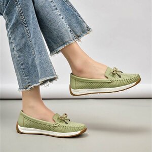 Groene comfort mocassins met strikdetail Cires
