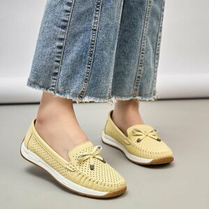 Gele comfort mocassins met strikdetail Cires