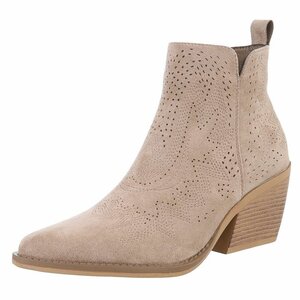 Kaki bruin daimen western-biker enkellaarsje Betsie   