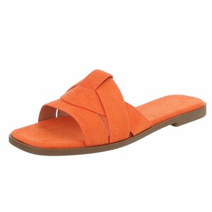 Mules femme Lydie orange en suédine à brides croisées