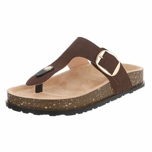 Tongs marron Karin avec boucle et semelle confortable