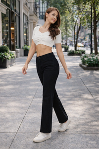 High waist straight jeans zwart – tijdloze & flatterende pasvorm