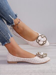 Elegante dames ballerina’s Chantie met parel detail – Beige