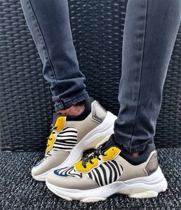 Baskets gris-jaune Zita