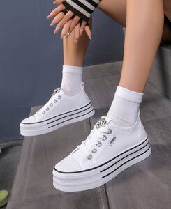 Witte platform sneakers Sharona met strass details