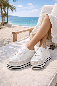Witte platform sneakers Lina met strass details