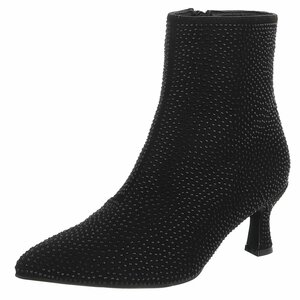 Zwart daimen enkellaarsje Adiva met strass