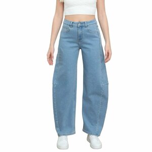 Lichtblauwe wide leg jeans met moderne pasvorm