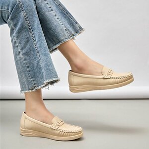 Mocassins beiges à semelle confortable-Anika