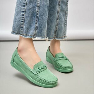 Mocassins verts clairs à semelle confortable-Anika