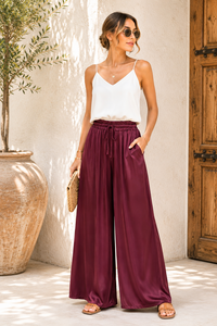 Bordeaux broek in satin  