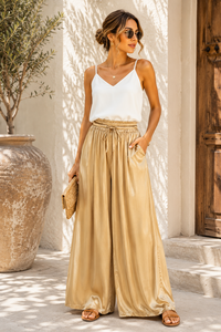 Gouden broek in satin   