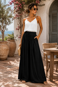 Zwarte broek in satin