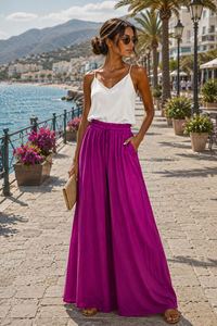 Mauve broek in satin