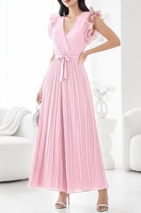 Elegante licht rose plisse jumpsuit