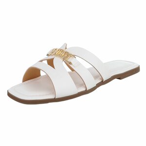Witte damesslippers met gouden detail-Masha