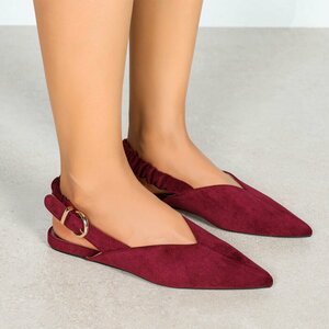 Bordeaux suède slingback pumps met puntneus en elastische hielband-Lizza