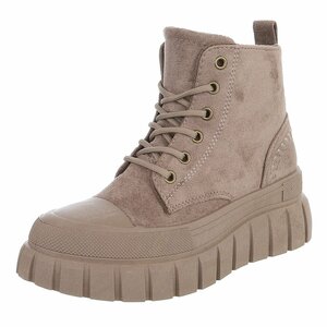 Kaki hoge sneakers in suède met chunky zool-Bruni