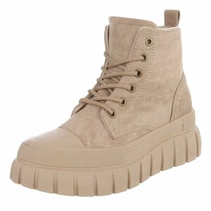 Beige hoge sneakers in suède met chunky zool-Bruni