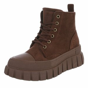 Bruine hoge sneakers in suède met chunky zool-Bruni
