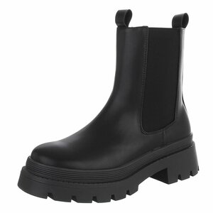 Zwarte Chelsea boots met plateauzool-Wonny