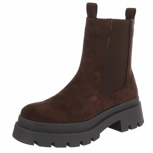 Bruine Chelsea boots in suèdelook met plateauzool-Wonny