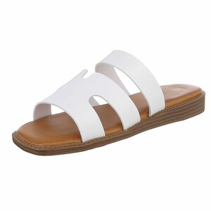 Mules blanches pour femme à double bride et semelle confortable-Harva  PROMO
