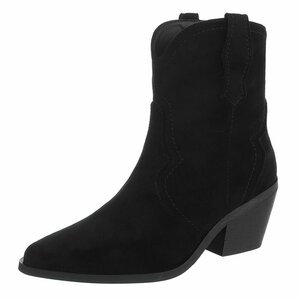 Zwarte suede western enkellaarsjes met hak-Alesha