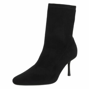 Zwarte suède enkellaarzen met elegante stilettohak-Tabitha
