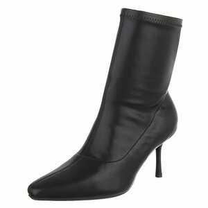 Zwarte enkellaarzen met elegante stilettohak-Tabitha