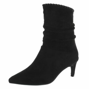 Bottines noires en suédine à talon élégant-Patrice