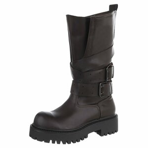 Bruine laarzen met gespen-Concetta