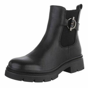 Zwarte Chelsea boots met gesp-Chelby