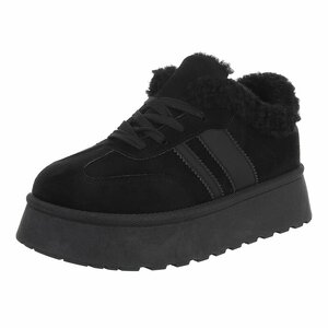 Dames sneakers zwart met warme voering en plateauzool-Celine