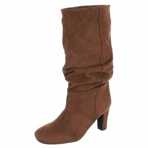 Bottes kaki élégantes à talon carré-Geraldyne