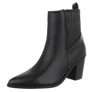Bottines noires à talon carré-Cherita