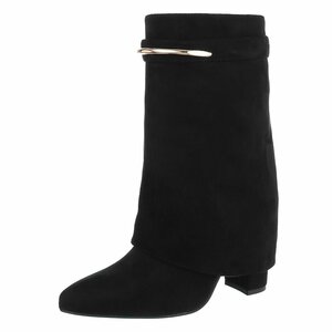Zwarte suede laars met omslag Alora