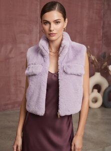 Lila bodywarmer in teddy fleece