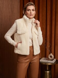 Lichtgele bodywarmer in teddy fleece 