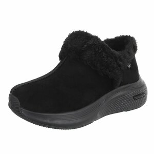 Zwarte wintersneakers met warme imitatiebontkraag-Tamara
