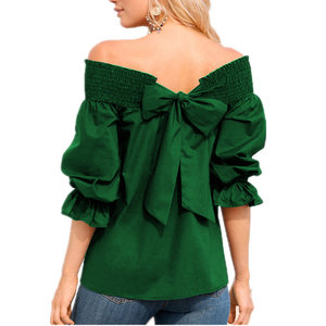 Stylish shoulder off blouse.