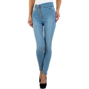 Fashion light blue jeans met knoppen motief