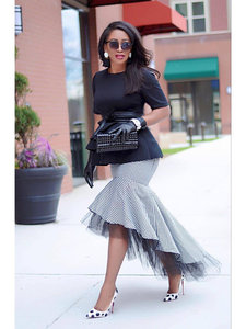 Grijs-zwarte fashion rok.