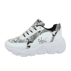 Fashion sneaker Wit  Olivia 2 met snakeprint.