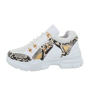 Trendy witte sneaker Anouk 1 met slangenprint.